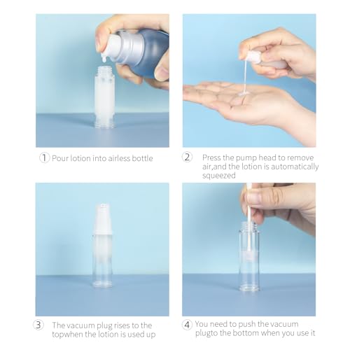 6 Pack 5ml Airless Pump Bottles Travel Size Refillable