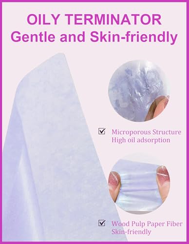 600 Oil Blotting Sheets for Face with Mirror & Puff