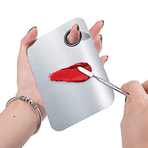 Stainless Steel Makeup Mixing Palette with Spatula Tool (2 Pc)