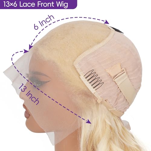 SEMANK 20 Inch Blonde Human Hair Lace Front Wig 613 Body Wave 13x6 HD Frontal