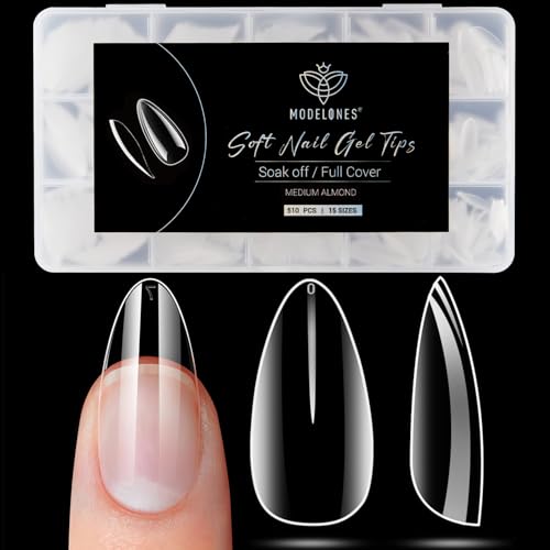 Modelones Medium Almond Clear Nail Tips 510pcs - False Acrylic Press-Ons for DIY Manicure