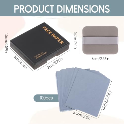 Oil Blotting Sheets for Face with Mirror & Puff - 100 Count