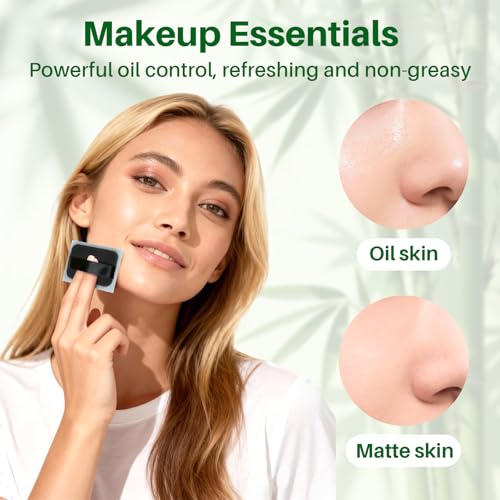 Oil Blotting Sheets 200pc with Mirror & Puff - Bamboo Charcoal