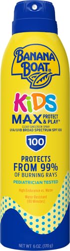 Banana Boat Kids MAX Protect & Play Sunscreen Spray SPF 100, 6oz | Clear Spray Sunscreen, Kids Sunscreen Spray, Kids Sunblock Spray, Kids Spray Sunscreen, Kids Sunscreen SPF 100, 6oz