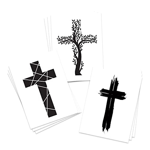 Modern Cross Temporary Tattoos - 9 Pack, 3 Designs