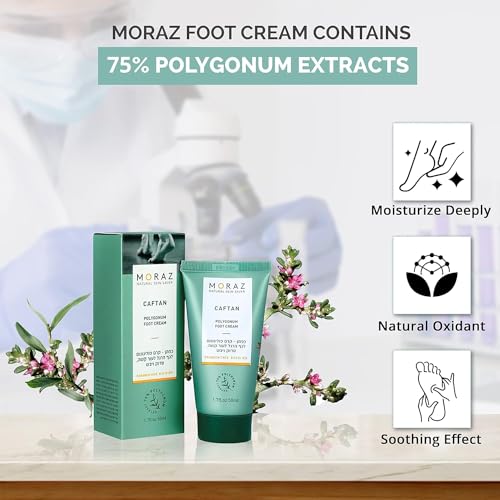 Moraz Caftan Polygonum Foot Cream for Dry Cracked Heels and Feet with 75% Polygonum Extract ? Non-greasy, Fast-absorbing Intensive Foot Moisturizer for Dry Cracked Feet, Vegan, Paraben Free, 8.5 Fl Oz