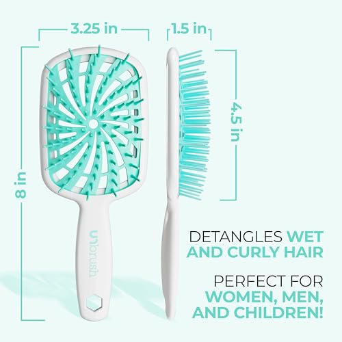 FHI Heat UNbrush Plus Detangling Hair Brush Mint Swirl for Fine & Fragile Hair