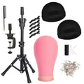 Canvas Wig Head Mannequin with Stand & T-Pins