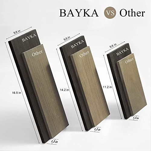 BAYKA Floating Shelves for Wall, Wall Mounted Rustic Wood Shelves for Bathroom, Bedroom, Living Room, Kitchen, Hanging Shelf for Books/Storage/Room Decor with 22lbs Capacity (Black, Set of 3, 16in)