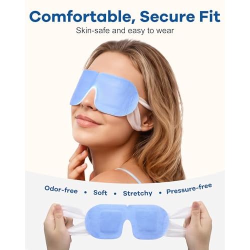 Self Heating Steam Eye Mask: Warm Eye Compress for Dry Eyes & Stye - 10 Packs Unscented Disposable Moist Heated Sleep Mask for Tired Eyes - Travel Airplane Gadgets & Spa Relaxation White Elephant Gift