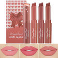 3 Colors Red Tube Lipstick, Cigarette Lipstick Set, Labiales Mate Velvet Lipstick Moisturizer & Smooth, Long Lasting 24 Hours Waterproof (Set B)