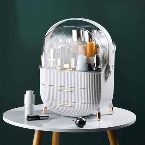 Ergocar Cosmetics Organizer Make Up Case Dustproof Cosmetic Storage Box, Cosmetics Skin Care Products Multi-Function Jewelry Organizer Case - white-1