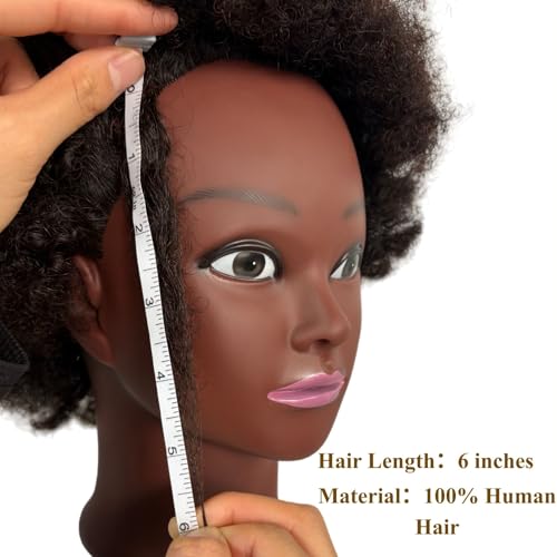 Afro Curly Mannequin Head 100% Human Hair 6" Braiding