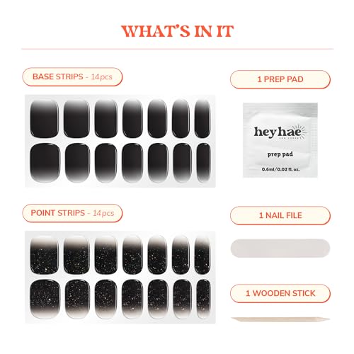 Heyhae Essentials Bundle - Semi Cured Gel Nail Strips (Hey, Text Me Back) + Got To Go Remover [2 Pack]