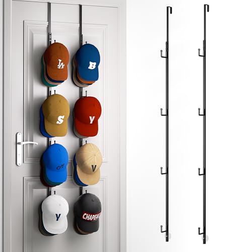 HapiRm Over Door Hat Rack - 2 Pack Organizer for 40 Caps