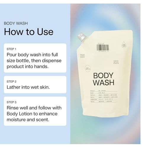 DedCool Body Wash Refill | Xtra Milk | Shea Butter, Aloe & Snow Mushroom | Hydrating, Non-Toxic, Vegan | Bergamot, White Musk & Amber | 16 fl oz