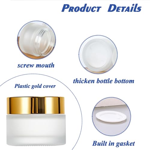 6-Pack 15ml Frosted Glass Cosmetic Jars with Gold Lids