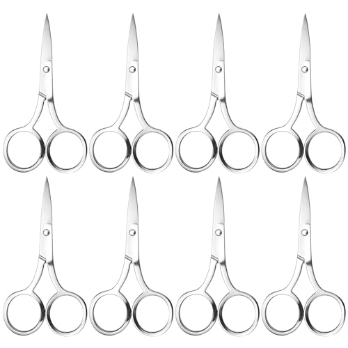8 Pack Precision Grooming Scissors for Nose, Eyebrows & Ear Hair Trimming