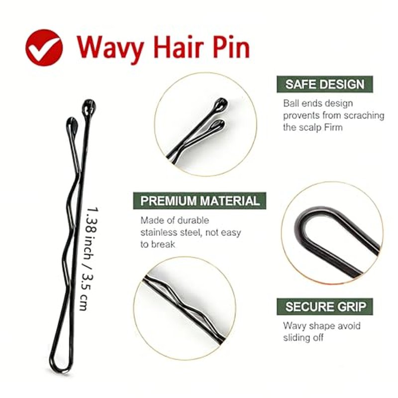 200 Count Mini Bobby Pins 1.38" - Premium Hair Clips Ball Tips