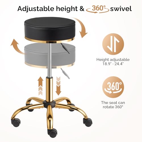 OmySalon Rolling Salon Stool with Wheels - Height Adjustable
