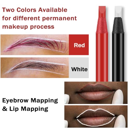 Microblading Eyebrow Mapping Pencil Set - Red & White Permanent Makeup Tools