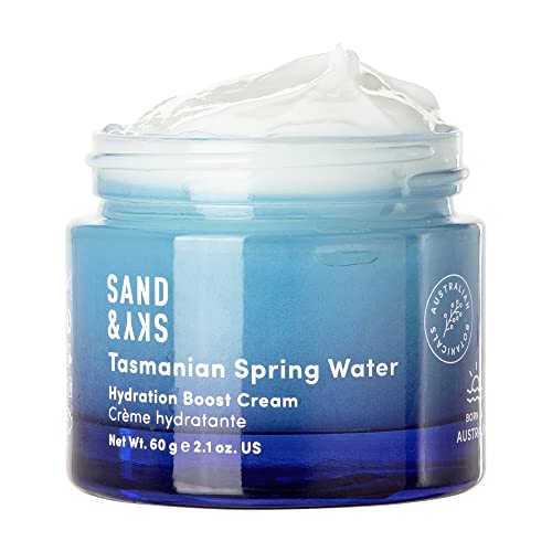 Sand & Sky Face Moisturizer Hyaluronic Acid Gel Cream - Tasmanian Spring Water Hydration Boost, Lightweight Water Cream for Dry Skin, Red Algae Skin Barrier Protection, Australian Skincare, 1.7 oz