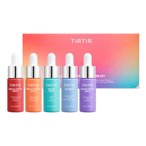 TIRTIR 5 Actives Power Serums Kit ? Korean Skin Care Set with Vitamin C, Niacinamide, Azelaic & Hyaluronic Acid, Hydrating Serum, Radiance Boost, Nourishment, Travel Essentials, Skincare Gift