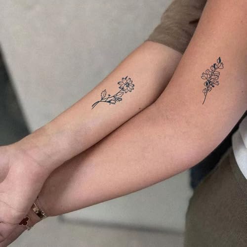 Semi Permanent Temporary Tattoos 24pc Minimalist Floral Waterproof