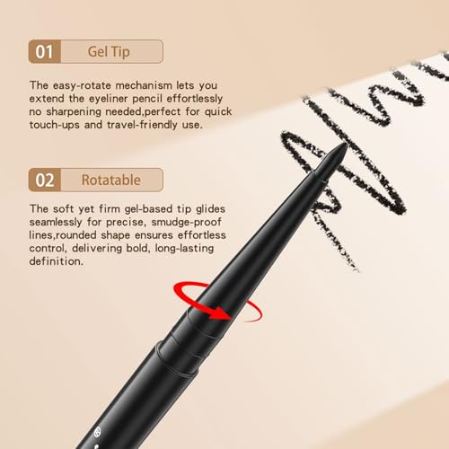 MooGlamor 12-Piece Black Waterproof Gel Eyeliner Pencil Set