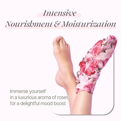 Koelf Rose Petal Satin Foot Mask (5 Pairs) - Intensive Nourishing Foot Socks