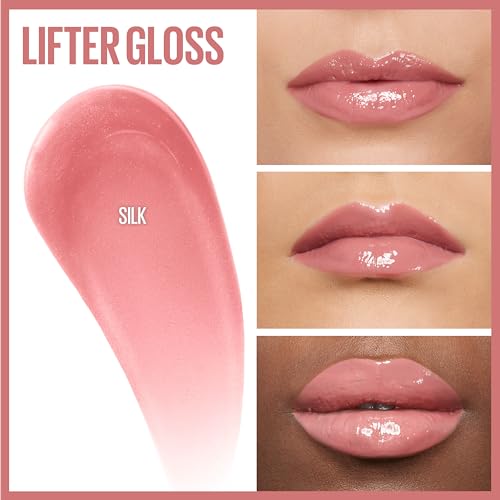 Maybelline Lifter Gloss, Hydrating Lip Gloss with Hyaluronic Acid, High Shine for Plumper Looking Lips, Silk, Warm Mauve Neutral, 0.18 Ounce