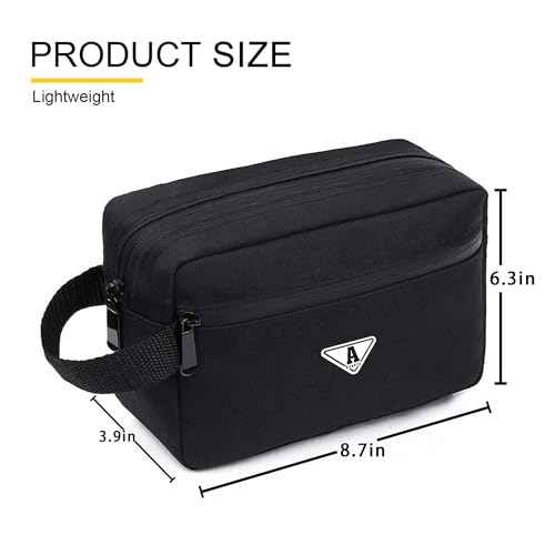 Small Travel Toiletry Bag for Men Women Personalized Initial Toiletry Bag Water-Resistant Mini Bathroom Bag Compact Hygiene Pouch for Travel or Gym (C, Black)