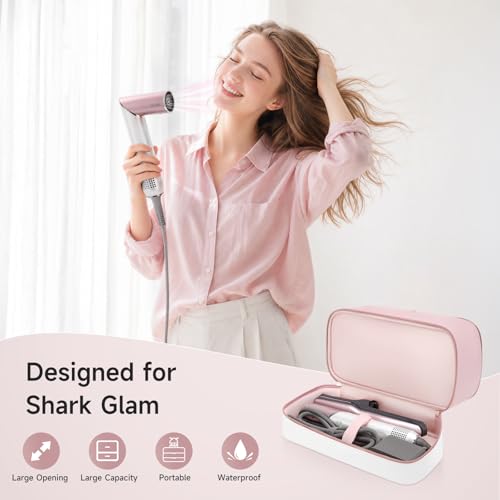 Shark Hair Dryer Travel Case - Double-Layer Storage, Pink