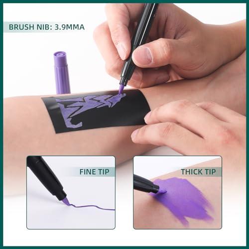 Temporary Tattoo Markers for Skin, 16-Count + 77 Stencils