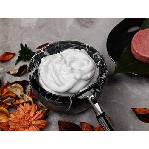 ShayVe Bowl for Shaving Soap & Cream ? Marble Shave Bowl For Shaving Soap & Cream ? Exquisite Heat Insulated Wet Shaving Kit Addition (Black and White Marble)