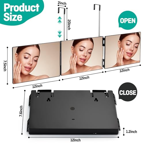 Adjustable 3-Way Mirror for Self Hair Cutting & Makeup