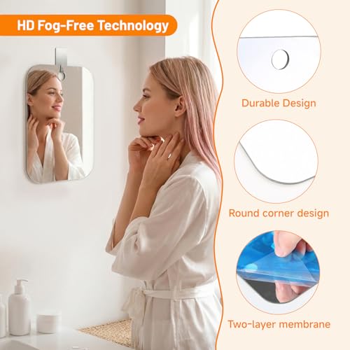 Fogless Shower Mirror 7.25" x 5" Shatterproof Acrylic
