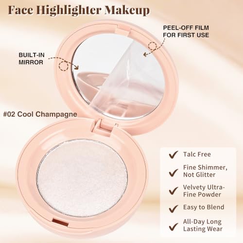 Silky Radiance Face Highlighter Powder - Talc Free, Waterproof