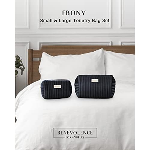 Set of 2 Toiletry Bags for Women, Travel Toiletry Bag for Cosmetics, Makeup, Toiletries | Large Capacity Toiletry Bags for Traveling, Cosmetic Pouch, Makeup Bag Small and Large Size, Ebony