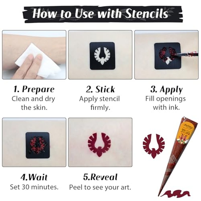 InkForge Temporary Tattoo Cones Kit, 14 Pcs 3 Colors