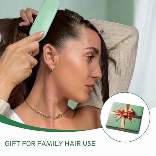 Professional Slick Back Hair Brush, Wood Middel Softness Boar Bristle Hairbrush for Thin and Fine Hair,Nature Wooden Green Color Hair Brush for Smoothing Frizz & Flyaways,Women and Men