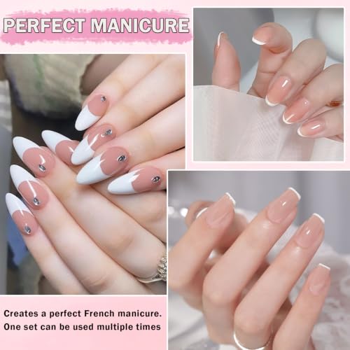 French Manicure Kit with Gel Polish, Nail Stamper & Brushes - Easy DIY