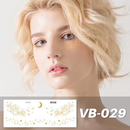 Gold Glitter Star Freckles Tattoo Stickers - 10Pc Waterproof Patches