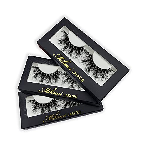 Mink Lashes Mikiwi Eyelashes, 5D Mink Eyelashes, Super Fluffy Long Dramatic Lashes, Thick HandMade Full Strip Lashes, Cruelty-Free Lashes 20-22MM