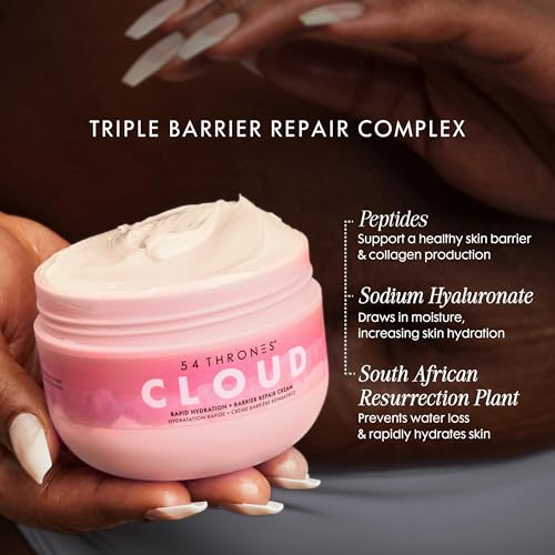 54 Thrones Barrier Repair Cloud Cream, Ultimate Hydrating Skin Care, Hydrating Peptide Moisturizer, Active Skin Repair Cream, Active Repair, Kenyan Hibiscus + Moroccan Rose