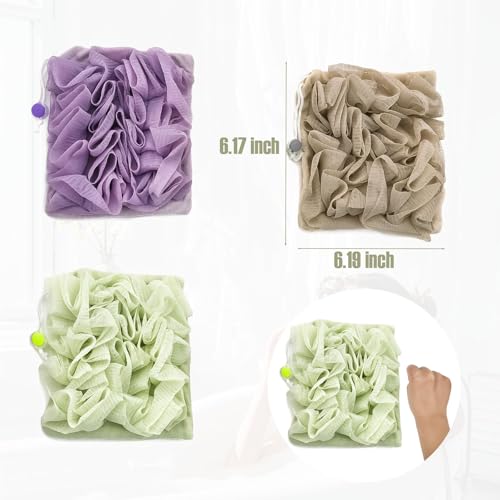 3-Pack Bar Soap Pouch with Loofah Mesh Scrubber