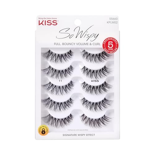 KISS So Wispy False Eyelashes - 5 Pairs, 12mm, Reusable