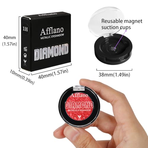 Afflano Red Glitter Eyeshadow - Diamond Metallic Pigmented