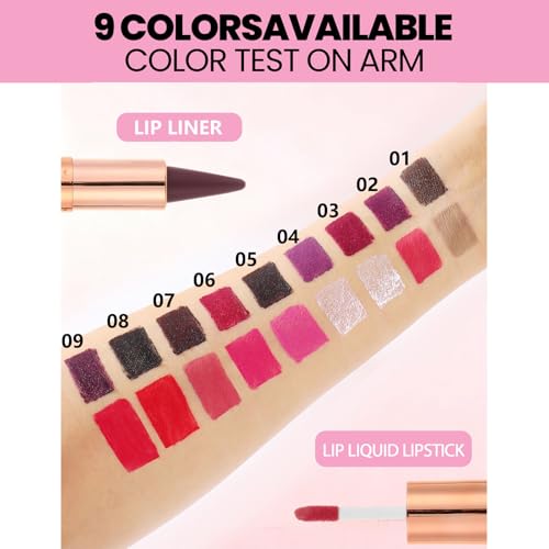 Red Lip Liner & Liquid Lipstick Set - Waterproof Matte