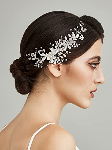 Silver Wedding Hair Clip with Rhinestones | Handmade Bridal
